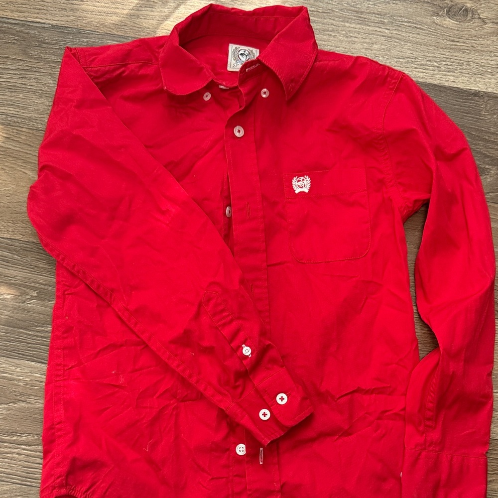 Cinch Bright Red Kids Button Down Shirt
